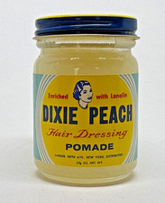 Unopened Vintage Dixie Peach Pomade Hair Dressing Glass Container 1950s 1960s picture