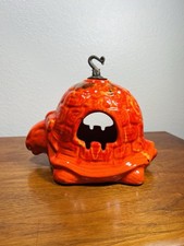 Vintage 1970s Red Ceramic Turtle Hanging Ashtray Drip Glaze MCM Wall Decor picture