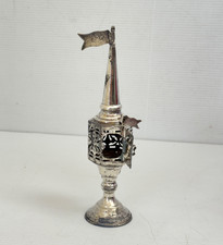Antique .925 Sterling Silver Havdalah Spice Tower Besamim Box Filigree Judaica picture