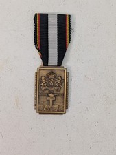 Vintage Belgian War Widows Medal Bronze Tone Ribbon 1967 Belgium Patriotic picture