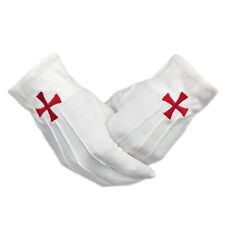Masonic Knights Templar Cotton Gloves Red Cross Freemasonry Regalia Accessroy picture