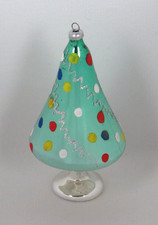 VTG DE CARLINI GLASS CHRISTMAS TREE ORNAMENT HAND PAINTED MADE IN ITALY 4 1/4