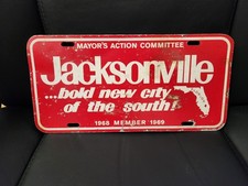 1968-69 Jacksonville Florida Bold New City Of The South Booster License Plate picture