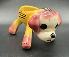 Vtg. MCM Kitsch Ceramic Star-Eyed Puppy Dog Planter picture