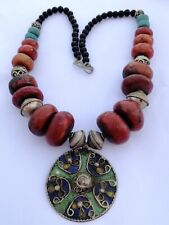 VINTAGE BERBER MOROCCAN NECKLACE JEWELRY PENDANT TRIBAL AFRICAN AMBER ANTIQUE picture
