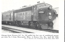Chicago Great Western D7 No. 153 Diesel Passenger Locomotive Vtg Magazine Image picture