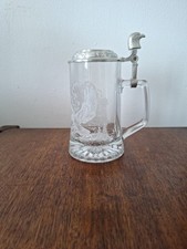 FiYe Eagle Glass Beer Stein With Unique Pewter Lid 6