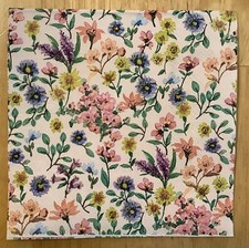 TWO Floral Flowers Paper Napkins Decoupage Spring Summer Wildflowers Pink picture