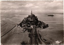 VTG Postcard Le Mont Saint-Michel France RPPC Aerial View B&W. picture