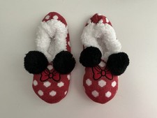 NWT Disney Minnie Mouse Red Polka Dot Slipper Socks Women size 4-10 non slip picture