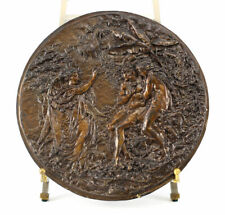c.1900 Patinated Bronze Adam & Eve Wall Plaque; Bas Relief. Unmarked picture