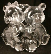 Clear Glass Teddy Bears Votive Candleholder picture