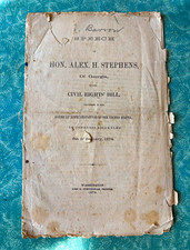 Jan 5 1874 Speech of Hon. Alex H. Stephens Georgia on Civil Rights' Bill House picture