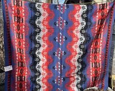 Vtg Beacon Camp Blanket w/ Native American Design Red Blue Unused w/ Tag picture