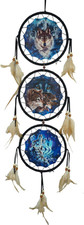 Remorelt Wolf Dream Catchers,3-Layer Circle Wall Hanging with Different Wolf Art picture