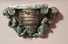 Vintage Homco Home Interiors  1998 PATINA GOLD ANGEL SHELF NEW IN BOX C108683 picture