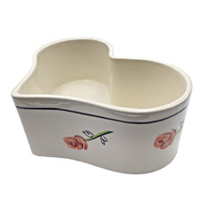 Vintage Hand Painted Heart Shaped Portugal Ceramic Planter Floral Trinket Dish picture