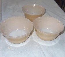 Vintage Fire King 424 Scalloped Edge Peach Lustre Dessert Custard Cups Lot Of 3 picture