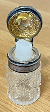 Antique UNGER BROS USA Lead Crystal & Sterling Scent Bottle w/Glass Dauber picture