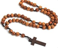 Wooden Cross Fabric Catholic Rosary Chain for Men and Women picture