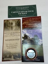 Battle of Franklin Carnton House Tour Ticket Stub Brochures Dixie Defenders Lot picture