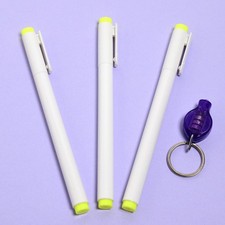 3 Invisible Ink Marker Pen 1 UV Flashlight Black Light Reactive picture