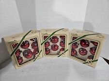 24 Vintage Pyramid Eight Red Glass Balls Christmas Ornaments 2” USA picture