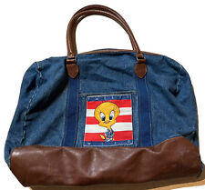 Looney Tunes Vtg 1998 Tweety Bird Wear Jean/Denim Tote Duffle Bag Jaclyn Inc. picture