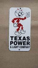 Porcelain Texas Power Enamel Sign 8 x 4 Inches picture