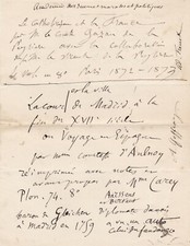 ✒ AUTOGRAPH MANUSCRIPT Adolphe FRANCK Auguste GEFFROY Joseph GARNIER 1874 picture