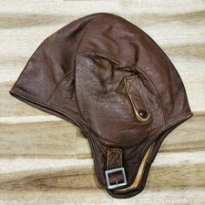 Original WWII Korean War Era Pilot Leather Flight Helmet Aviation US Army USAAF picture