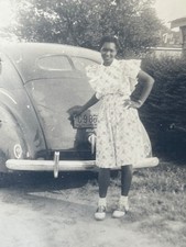 1940s African American Girl in Floral Dress by Ford Black Americana Photo picture