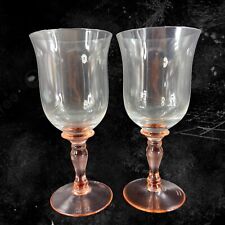 Marquis By Waterford Crystal Drinking Glasses Goblet Set 2 Pink Stem Clear Top picture
