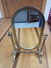 vintage brass table top tilting vanity or shaving mirror picture