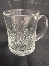 Vintage Pasari Livia Glass Coffee Mug Embossed Floral Rose Indonesia GB-1199 picture