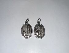 Holy Medal Our Lady Of Lourdes w/rose Italian 1 inch Medal From Italy picture