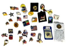 Vintage Lapel Pin Lot Patriotic American Flag Texas Souvenir Enamel Pins NASA picture
