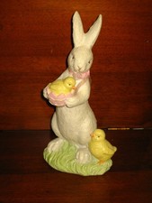 Vtg. Easter Rabbit Compo Bunny with Chicks w/Glitter 10.5