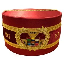 Masonic Past Grand High Priest PGHP Royal Arch Crown Cap Red Bullion Mason Hat picture