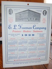 VINTAGE 1929 E.L. FREEMAN CO.  PRINTERS RI. CALENDAR FIRE ALARM SIGNALS SIGN picture