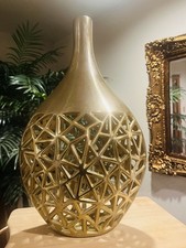 Unique REAL Handmade Cut Out Gold Metal Vase. HIGH QUALITY picture