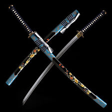 Clay Tempered L6 Steel Blade Full Tang Japanese Samurai Katana Sword Choji Hamon picture