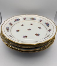 Pallas Limoges Porcelain Floral Gold Trim Plates Set of 4, 8