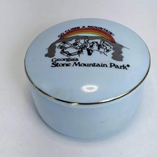 Vintage Stone Mountain Park Georgia Trinket Box Go Climb A Mountain Blue Ceramic picture