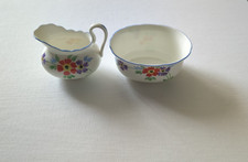 Plant Tuscan Bone China Sugar Bowl Creamer Set England Vintage Floral Exc Cond picture