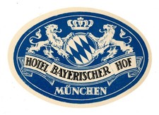 Hotel Bayerischer Munich Germany Luggage Label Lions Crown picture