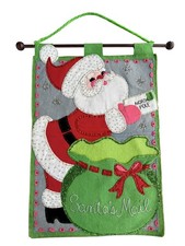 VTG Bucilla Santa Toy Bag Christmas Mail Card Holder Wall Hanging Felt Sequins  picture