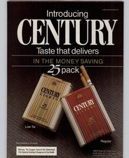 1983 Print Ad Century Cigarettes  Filters Lights 25 Pack Magazine Advertisement  picture