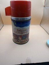 1958 Aladdin Chuck Wagon Half Pint Thermos Red Cup Western Cowboy Glass Liner picture