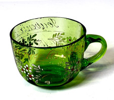 Lamalou Bains FRANCE Depression GREEN Glass Souvenir TRINKET TEA Cup picture